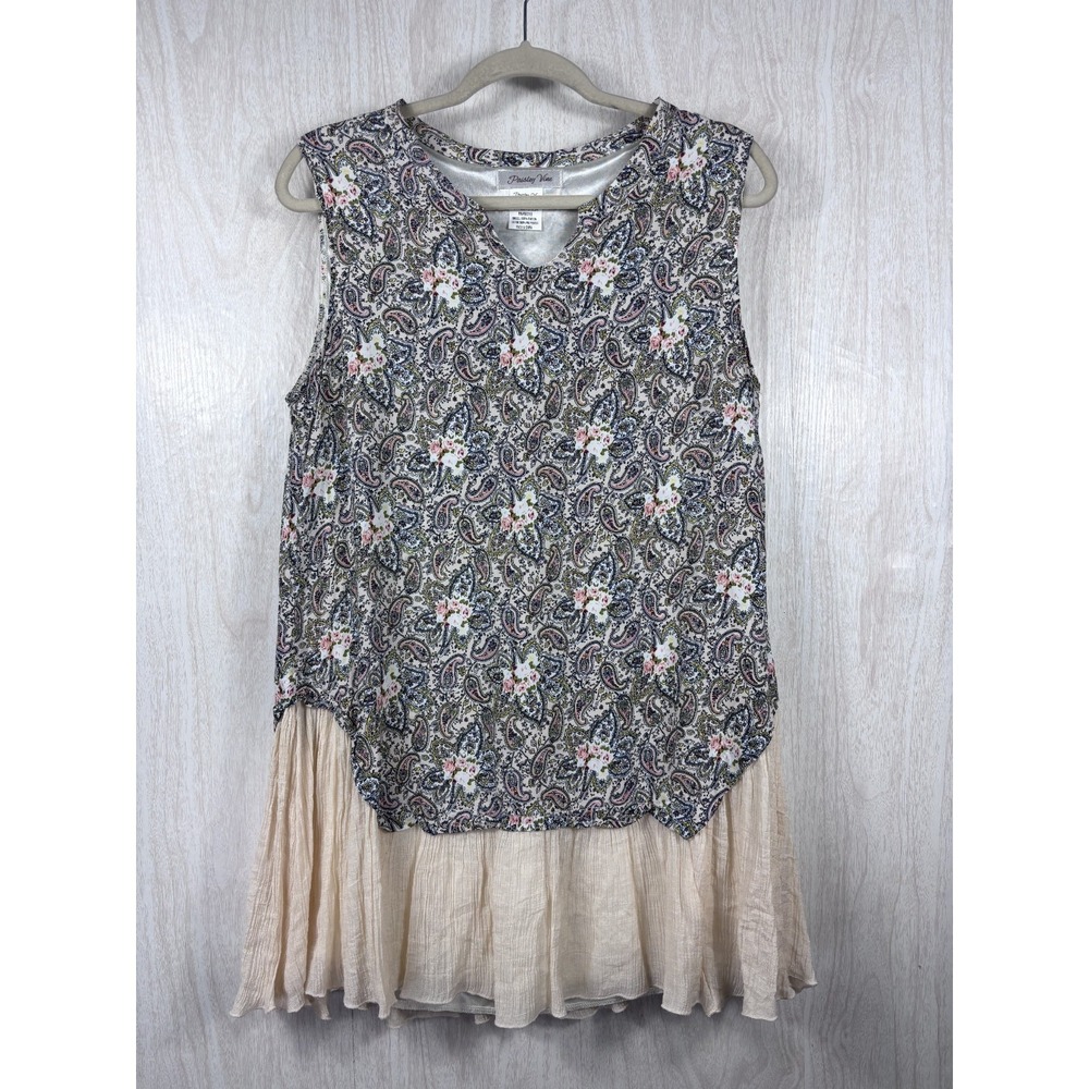 Paisley Vine Tunic Dress Womens L Boho Paisley Drop Waist Cottagecore Festival - Picture 2 of 6